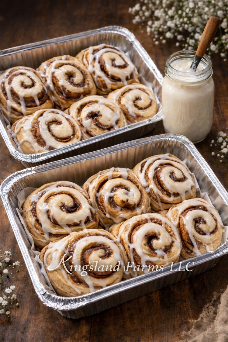 Kingsland Farm jumbo sourdough cinnamon rolls